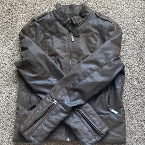 Brown Faux Leather Jacket